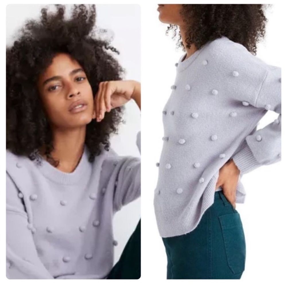 Madewell Brockton Bobble Sweater Coziest Yarn in Grey